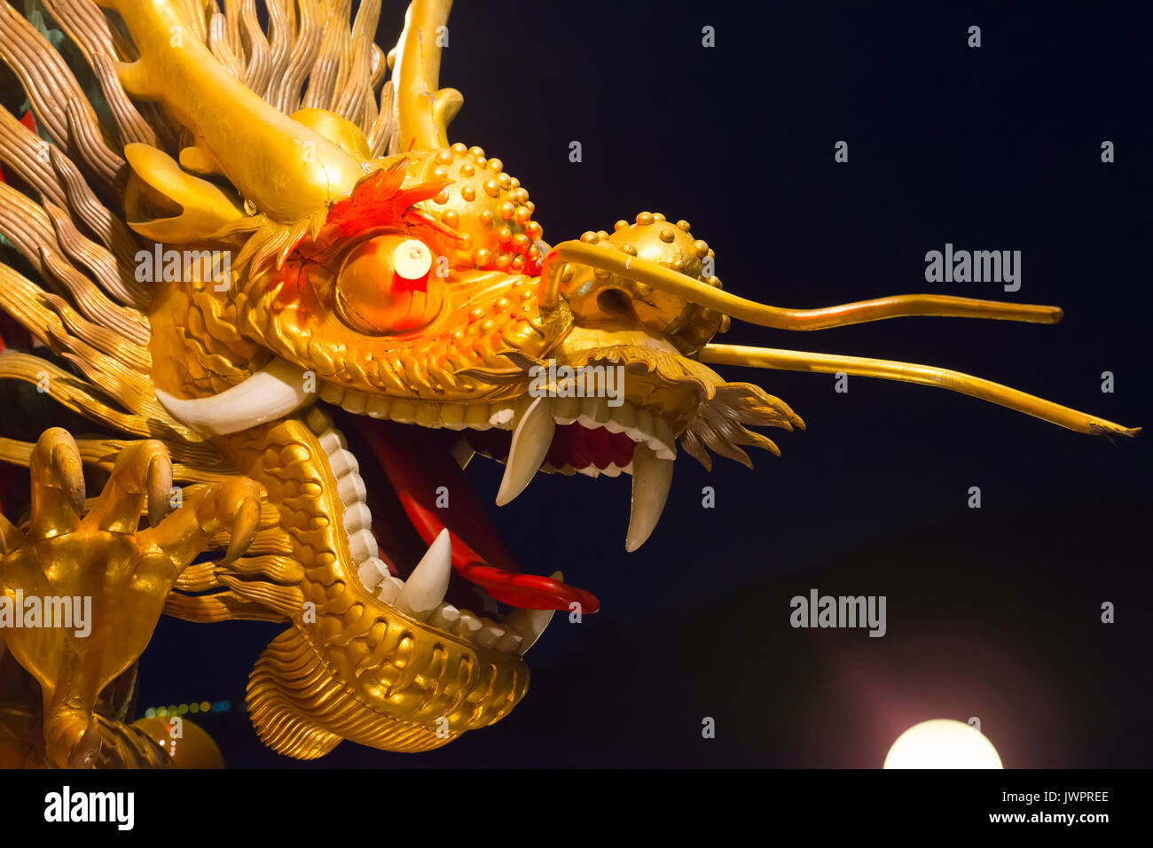 The famous Chinese dragons on the Jumbo floating restaurant, Aberdeen