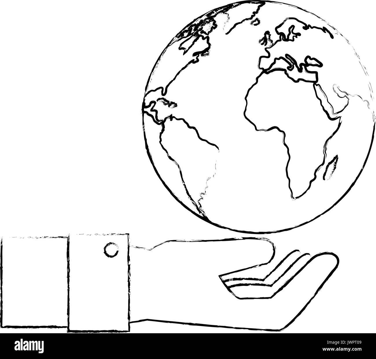 hand holding a earth planet icon over white background vector ...
