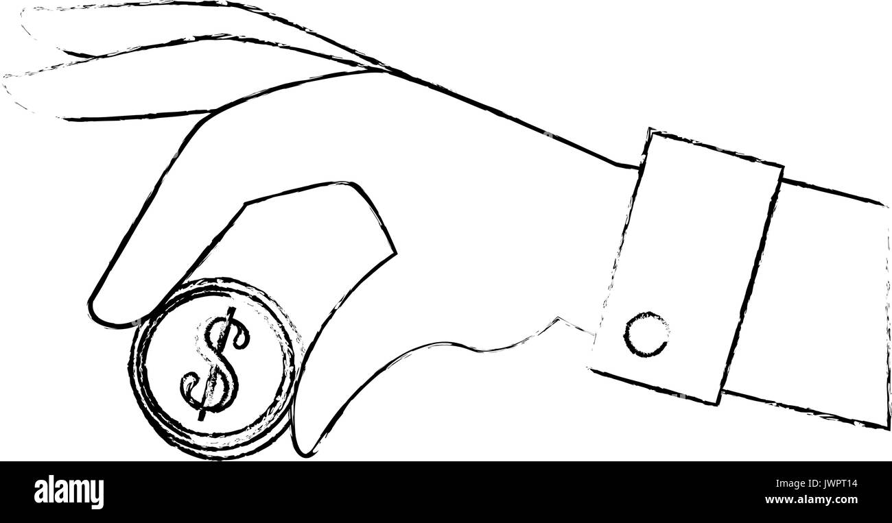 hand holding a money coin icon over white background vector ...