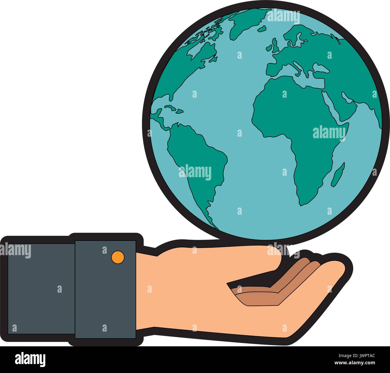 hand holding a earth planet icon over white background vector ...