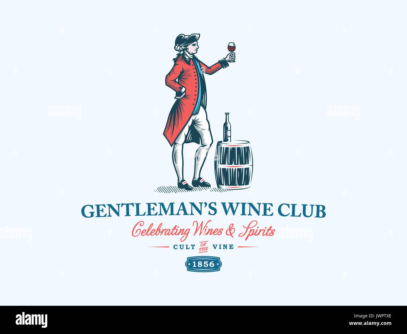 Colored gentleman's wine club vector illustration Stock Vector