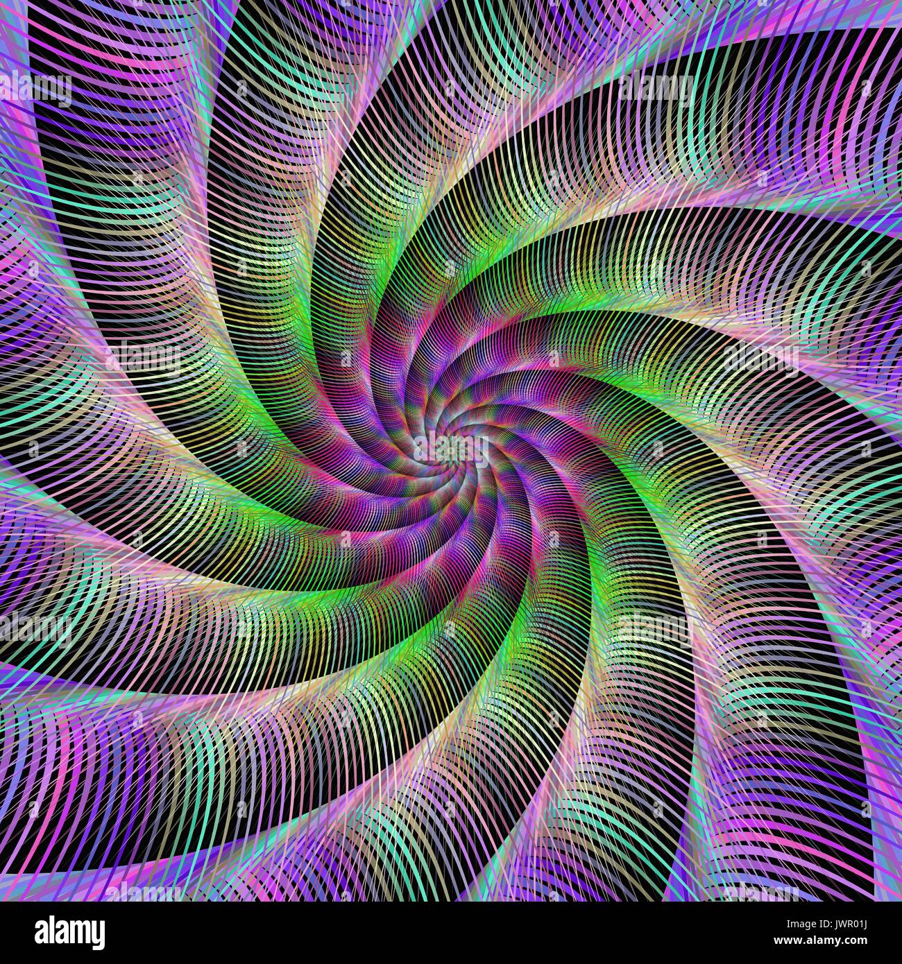 Multicolor striped spiral design background Stock Vector
