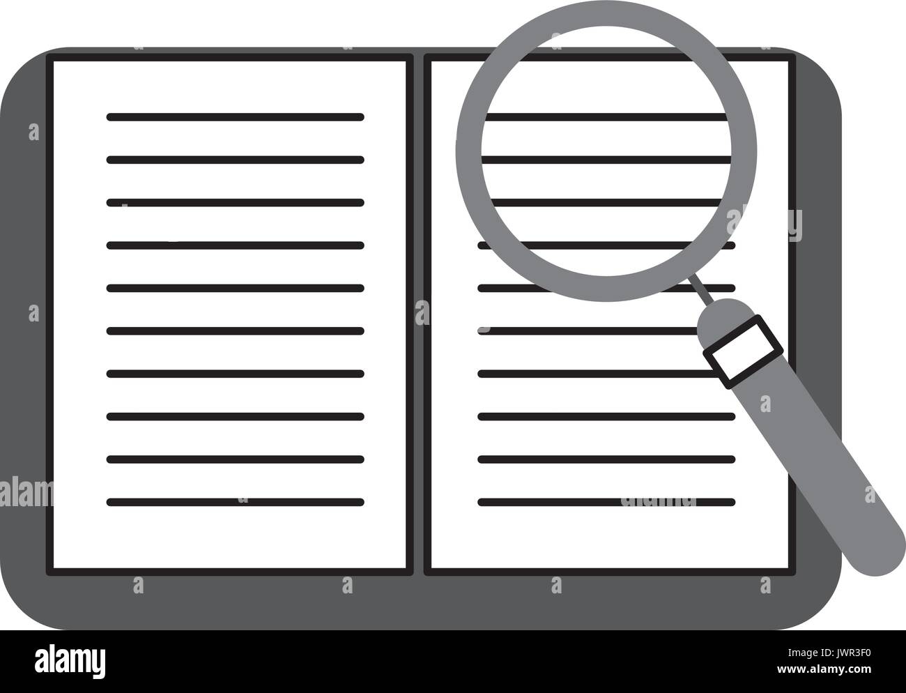 text book with magnifying glass Stock Vector Image & Art - Alamy