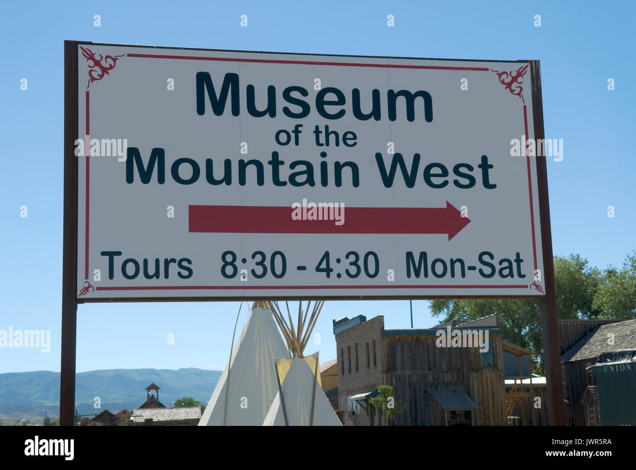 Museum of the Mountain West sign Montrose Colorado USA. Stock Photo