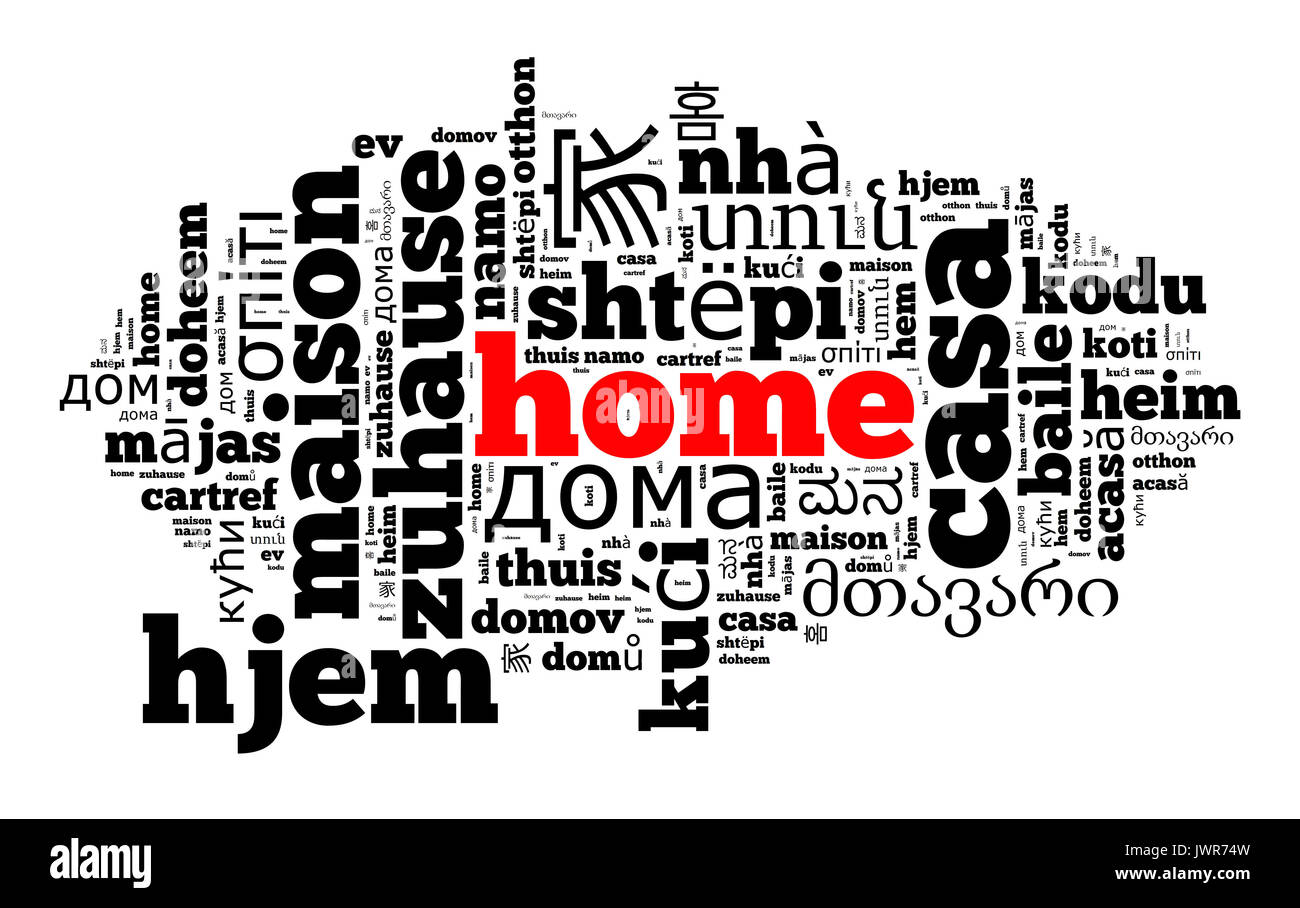 Word Home in different languages word cloud concept Stock Photo - Alamy