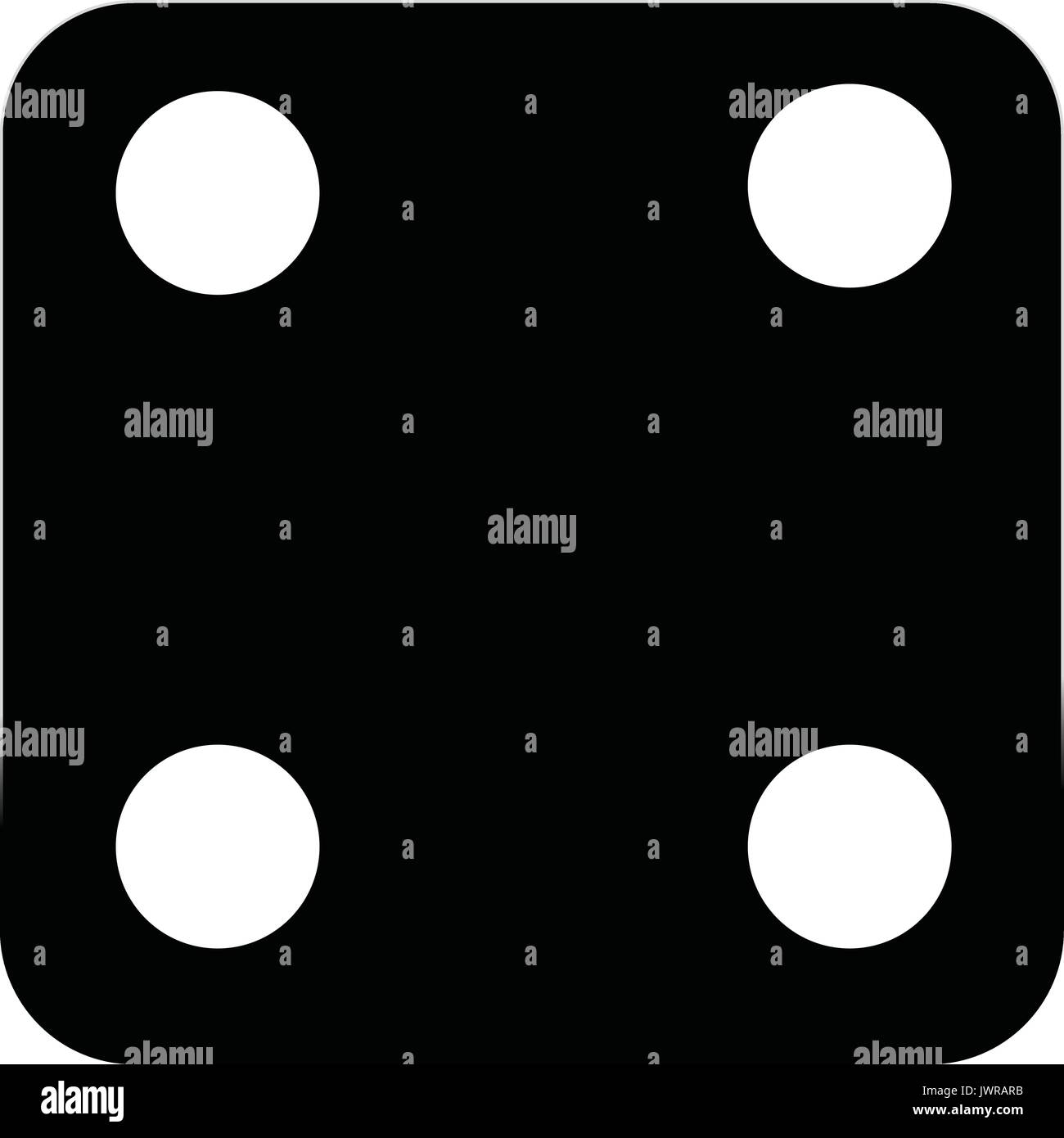 A black and white silhouette of dice face - four Stock Vector