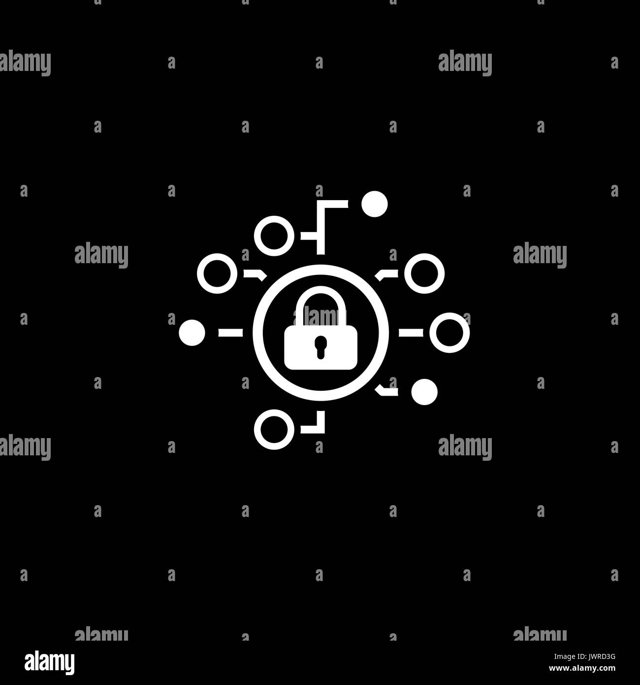 Cyber Security Icon. Flat Design. Stock Vector