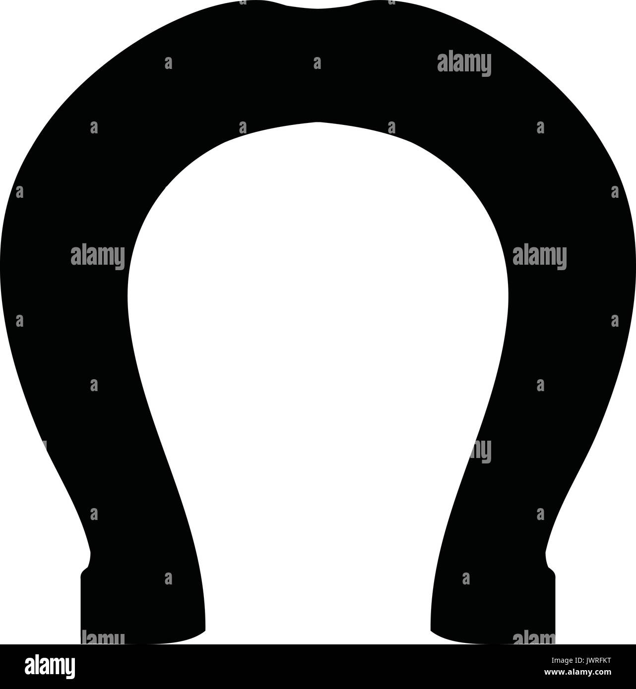 A black and white silhouette of a lucky horseshoe Stock Vector