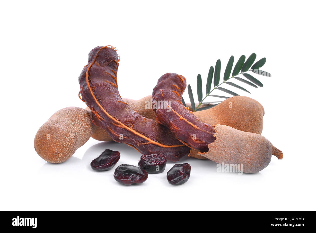 Tamarind With Leaf And Seeds Tropical Fruit Isolated On White Stock Photo Alamy