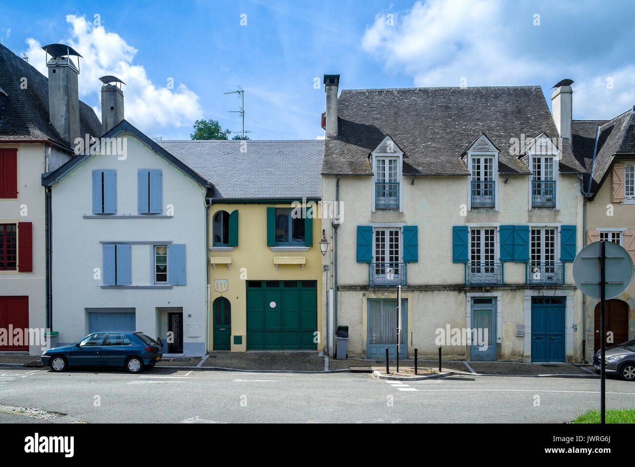 Old houses in Oloron-Sainte-Marie, France. Stock Photo