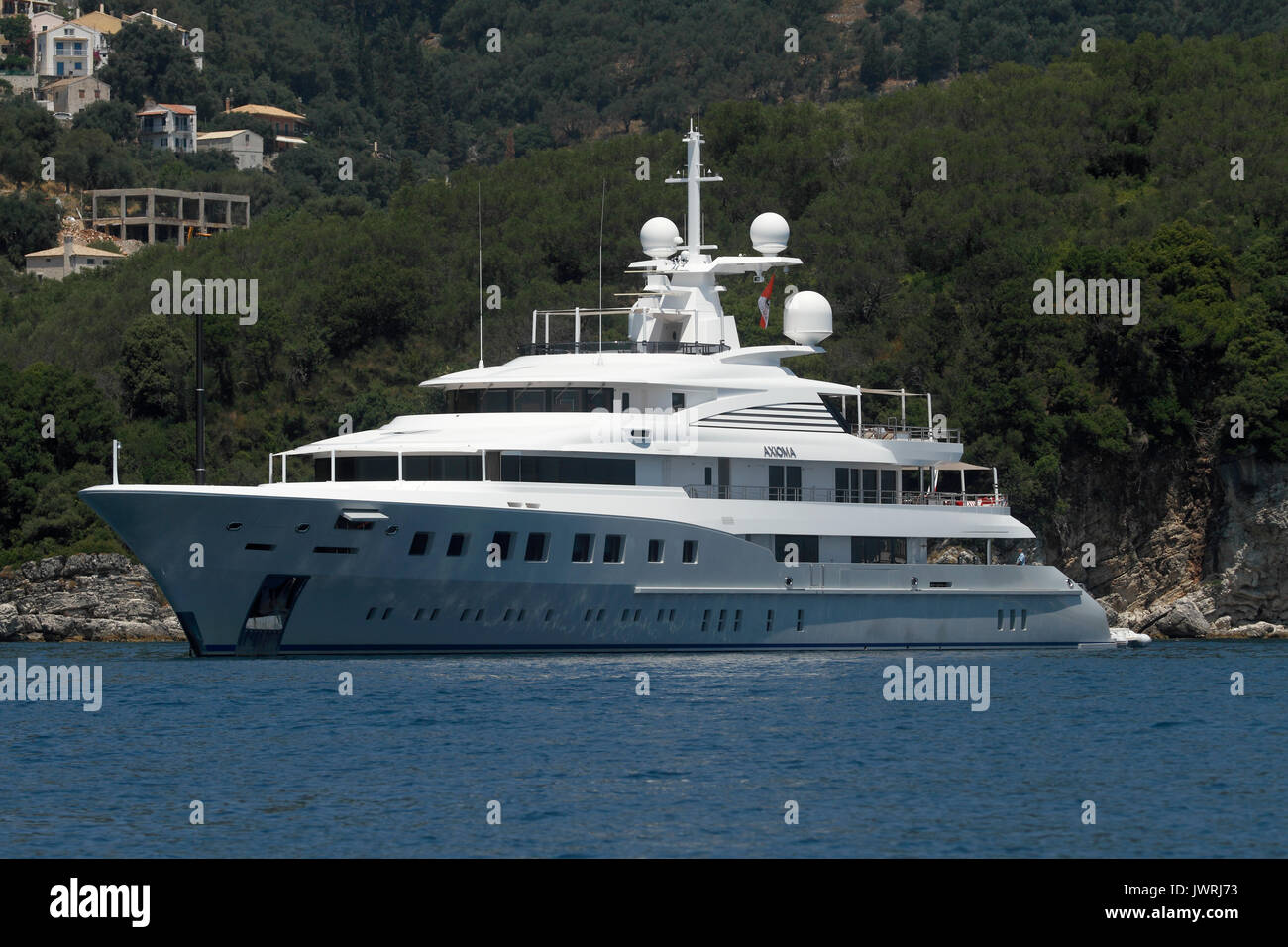 Super yacht Axioma, Corfu The 236.22ft /72m custom motor yacht 'AXIOMA' was  built in 2013 by Dunya Yachts. Originally known as project Red Square, her  Stock Photo - Alamy