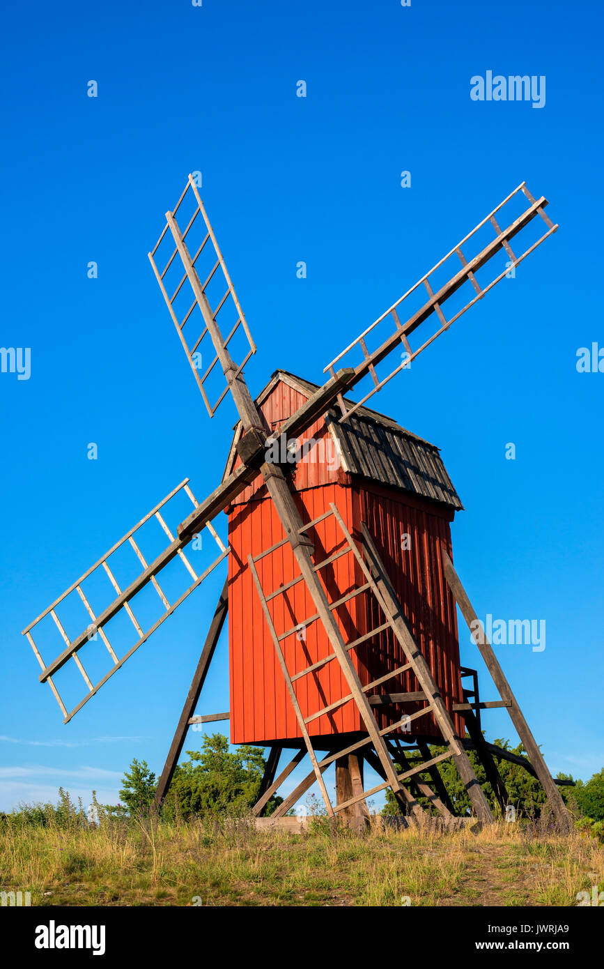 Traditional windmill on Swedish island Oland Stock Photo Alamy