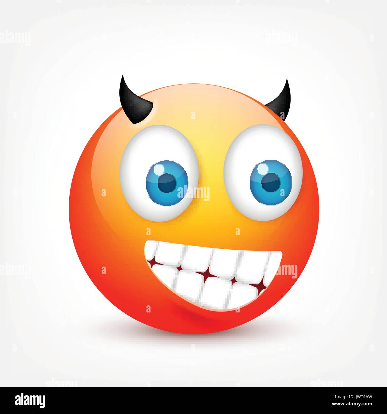 Smiley with blue eyes,emoticon. Yellow face with emotions. Facial ...