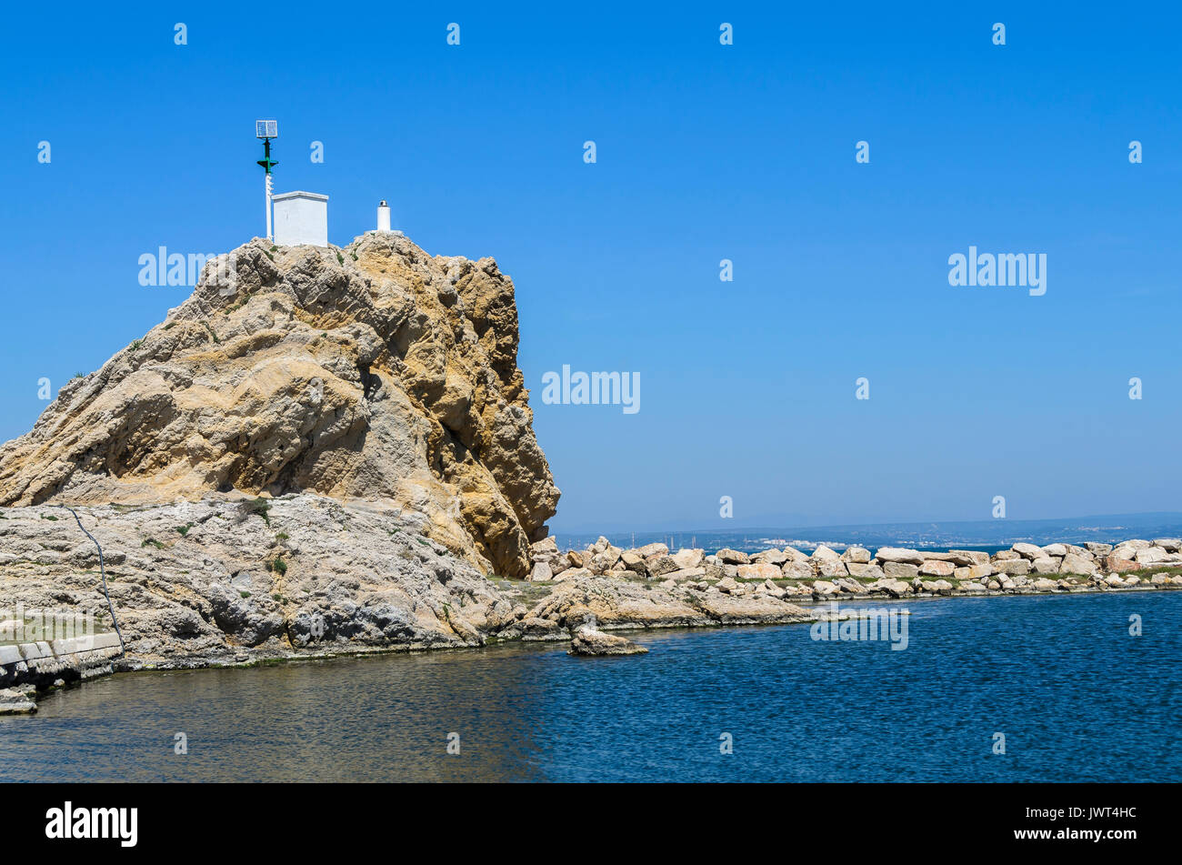 CHATEAUNEUF LES MARTIGUES, ROCHERS DES 3 FRERES, BDR FRANCE 13 Stock Photo