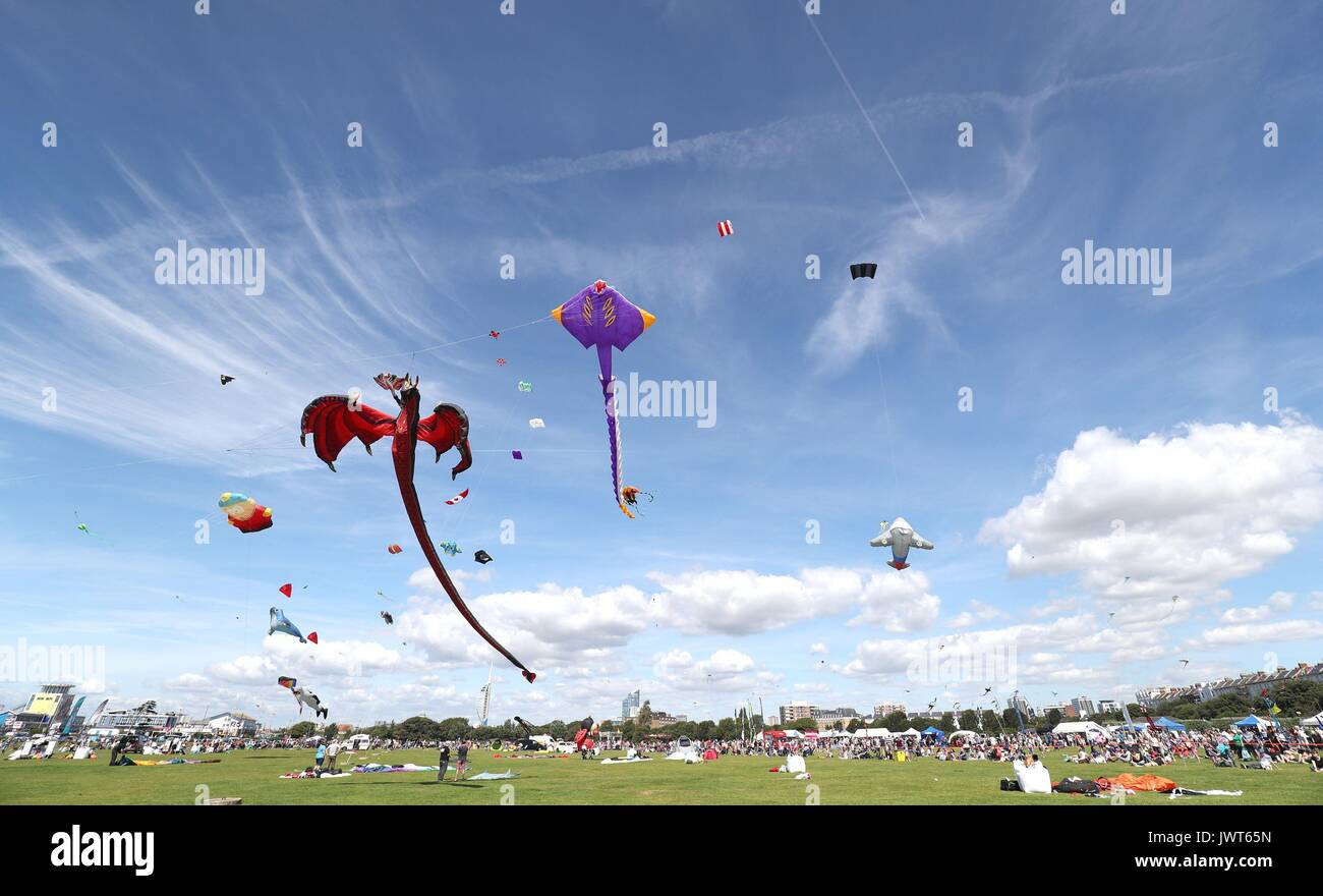 Kites are flown over Southsea Common during the 2017 Portsmouth Kite