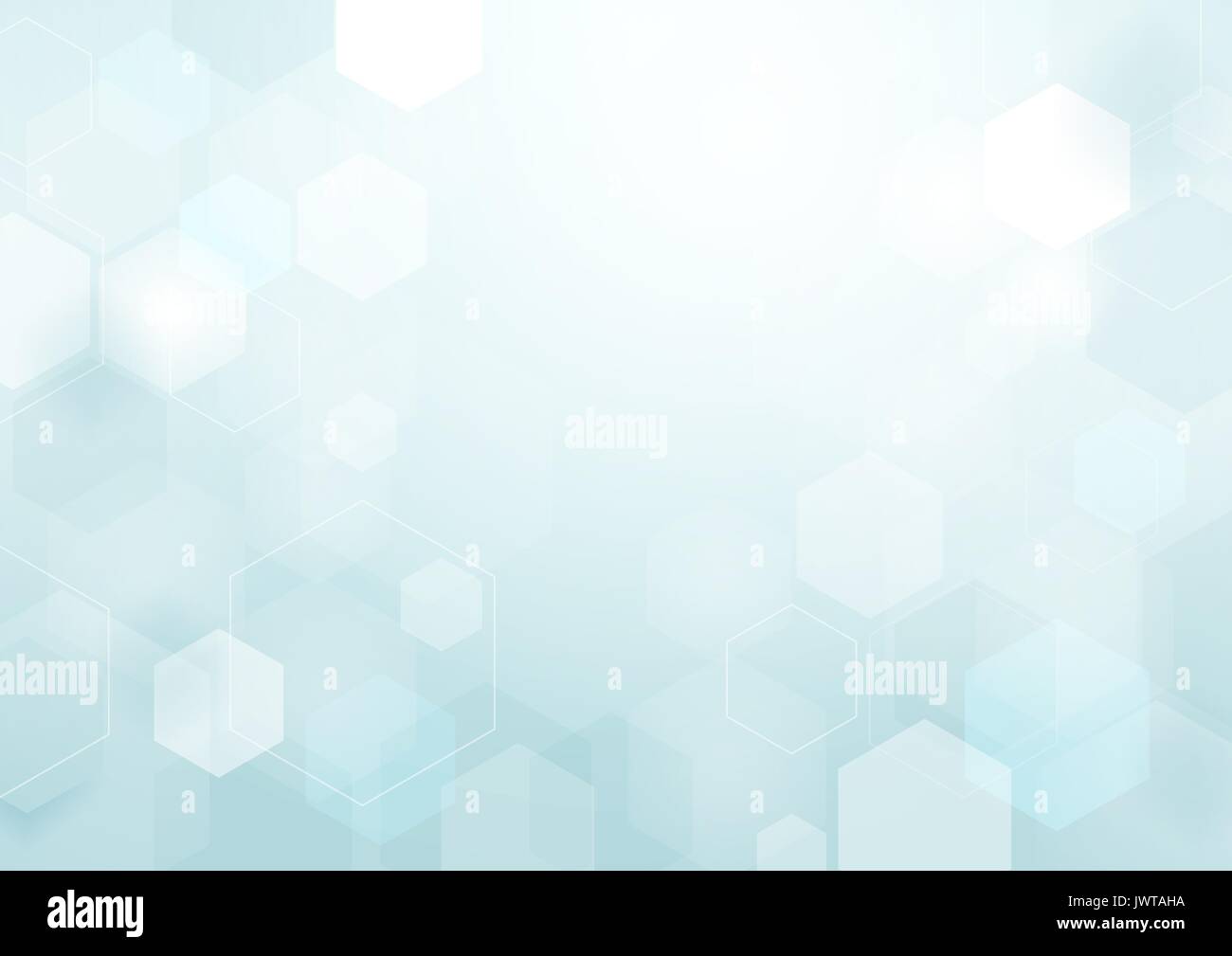 Abstract bokeh hexagonal shape on blue and white background Stock ...