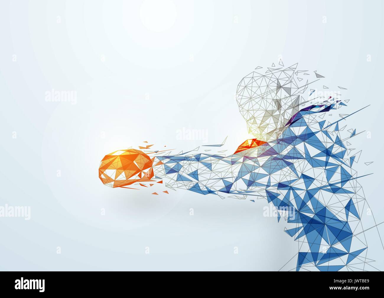 Abstract low polygon Box wireframe mesh on soft blue background Stock Vector