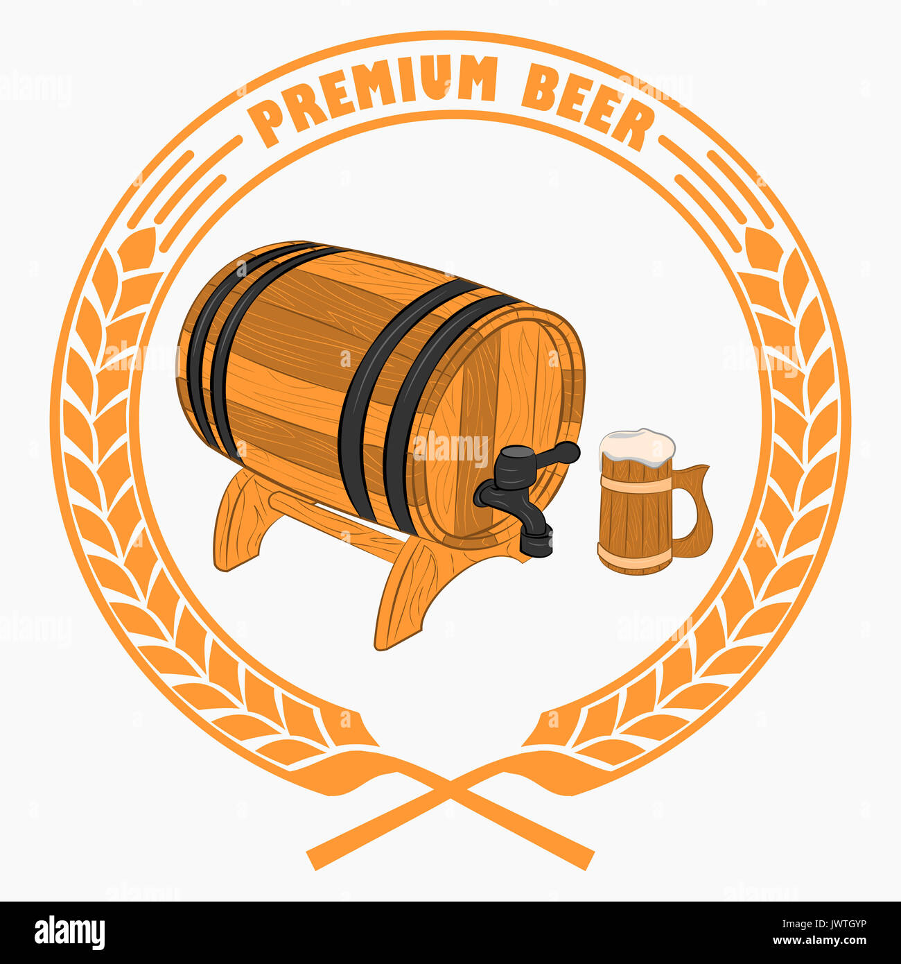 Cup of beer, barrel isolated on white background Stock Photo Alamy