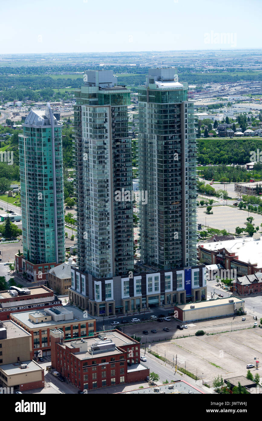 Apartment Skyscraper Blocks and Office Buildings in Downtown Calgary