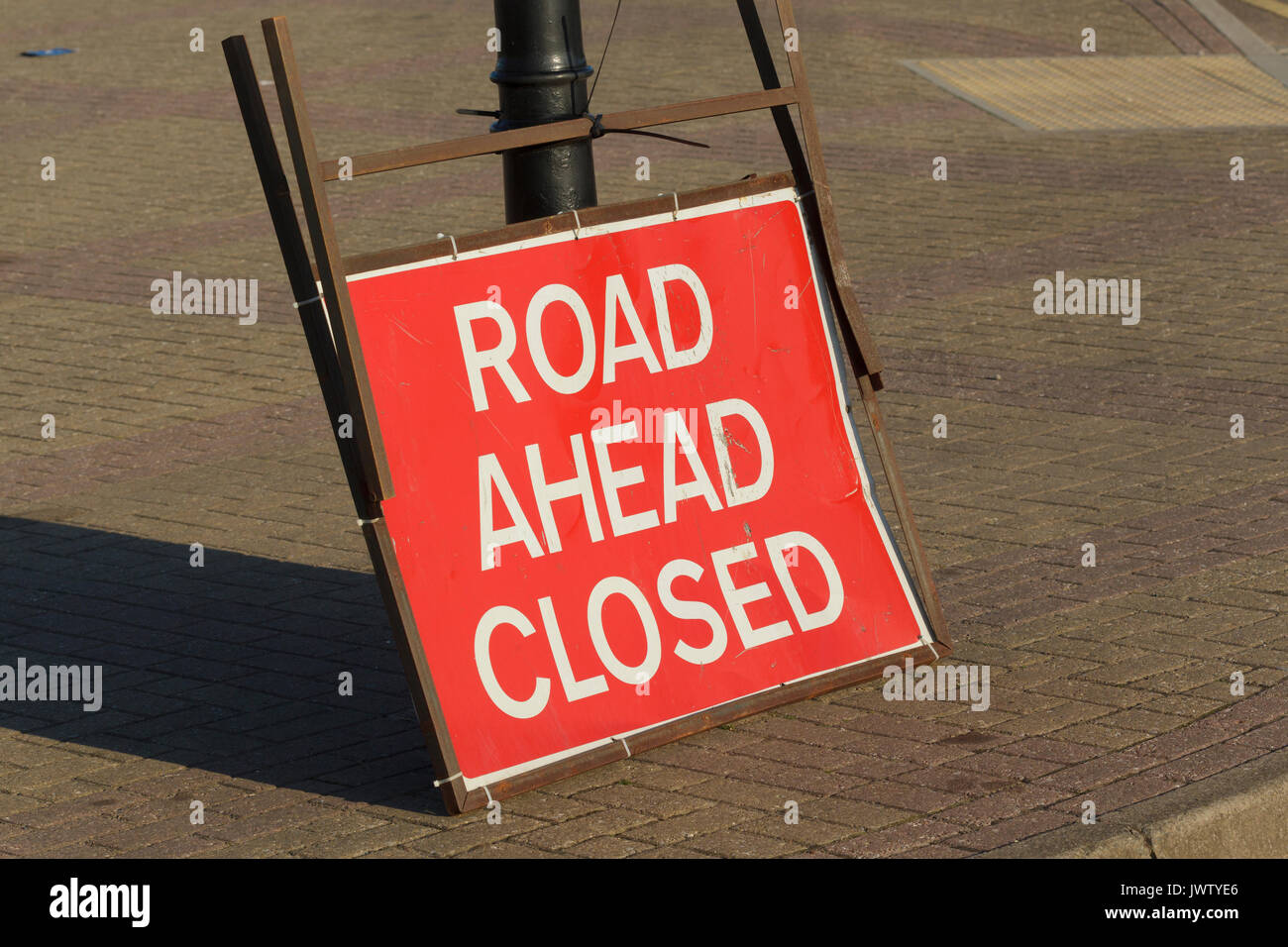 'Road ahead closed' sign, East Yorkshire, England, August Stock Photo