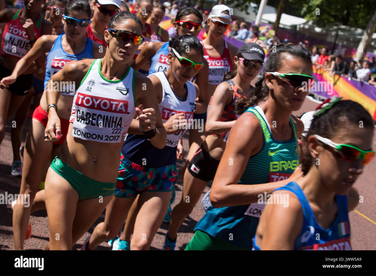 London, UK. 13th August, 2017. Cabecinha at 20 k women Race Walk at IAAF World Championships in London, UK on August 13, 2017. The race took place on The Mall, most picturesque street of London and attracted thousands spectators. Credit: Dominika Zarzycka/Alamy Live News Stock Photo