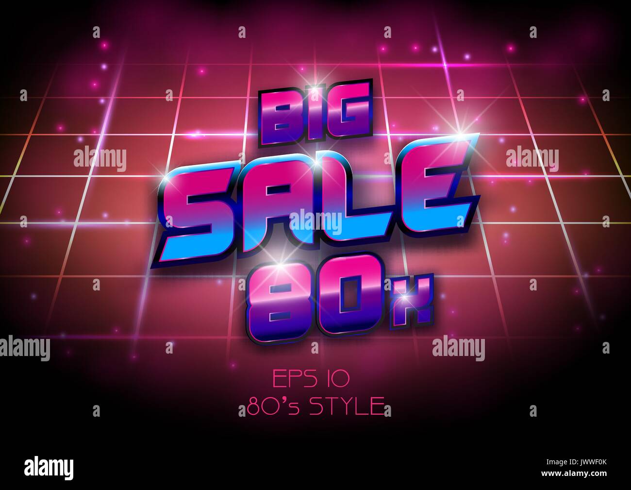 Big sale banner template 80s, 90s concept design Stock Vector Image ...