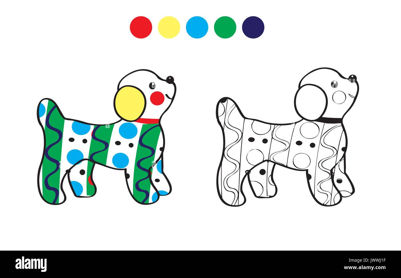 Cute little dog. Color, black and white. Vector Stock Vector Image