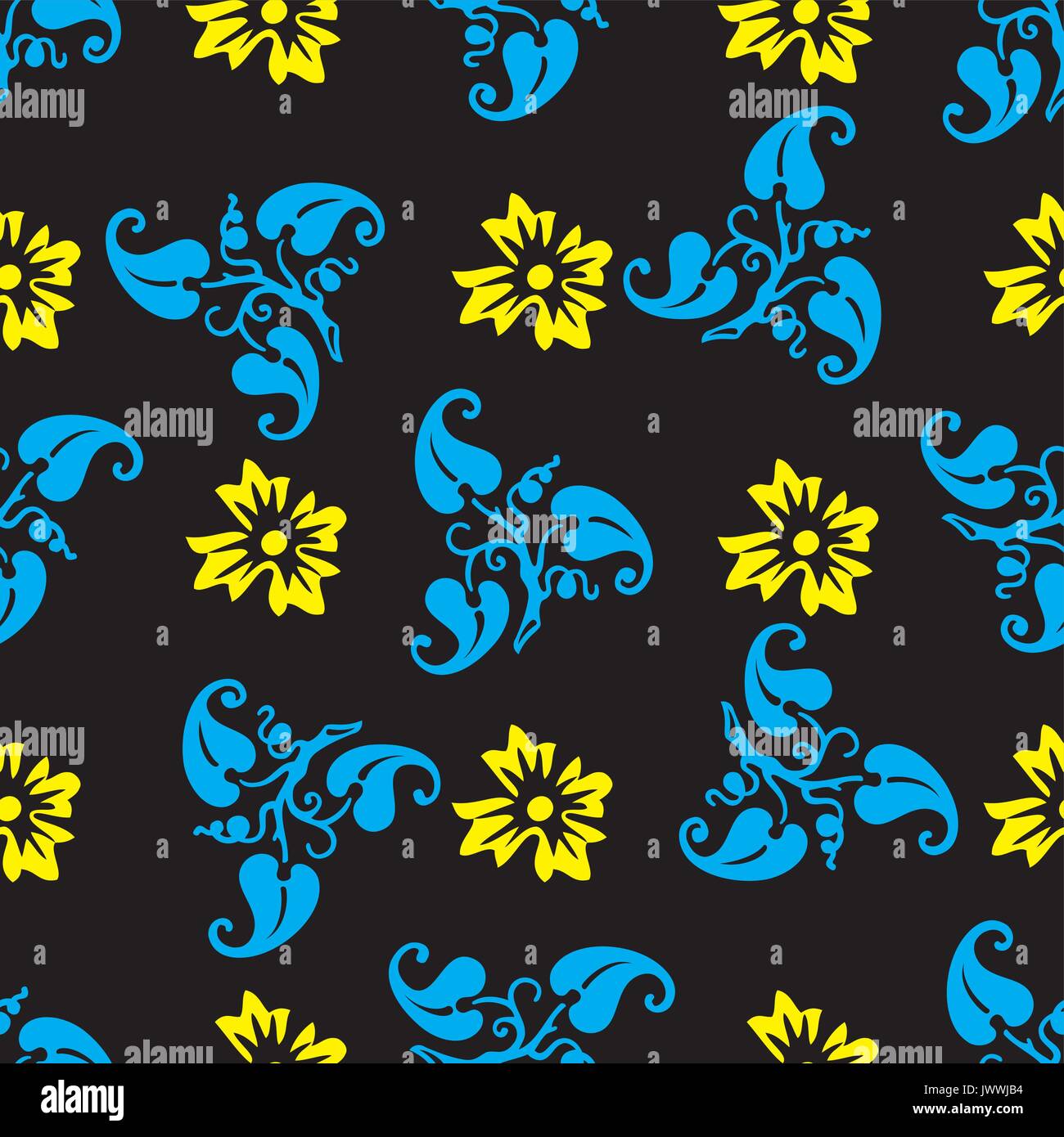 Seamless pattern with ornamental flowers on black. Seamless pattern can be used for wallpaper, pattern fills, web page backgrounds, surface textures Stock Vector