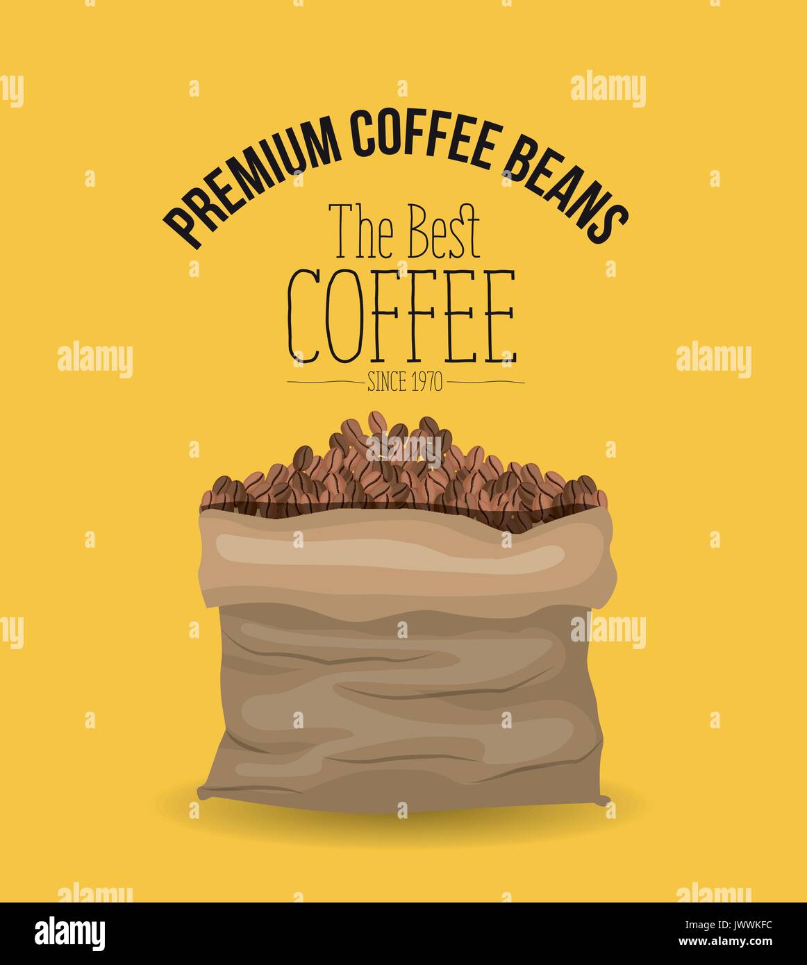 color poster of premium coffee beans of the best coffee since 1970 with