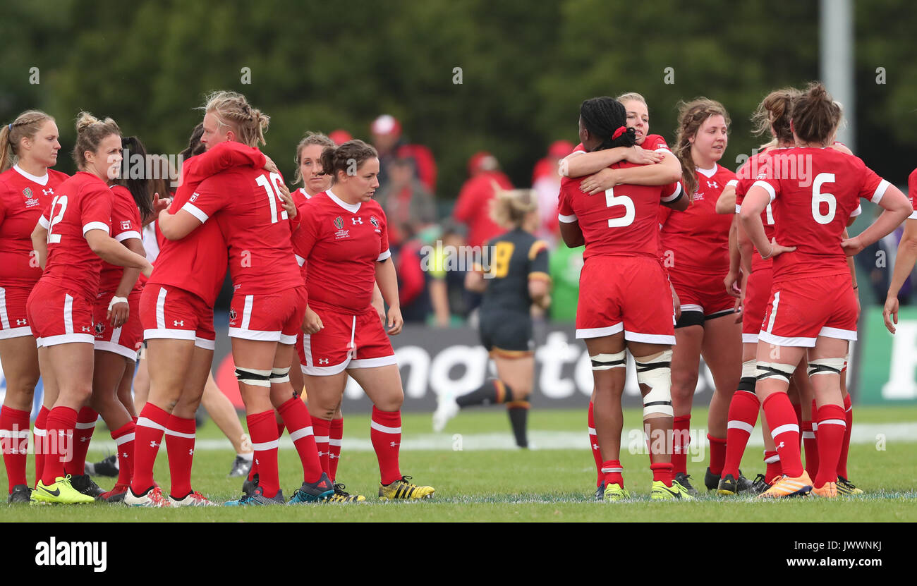 Canada after beating Wales during the 2017 Women's Rugby World Cup, Pool A match at UCD Billings Park, Dublin. Stock Photo