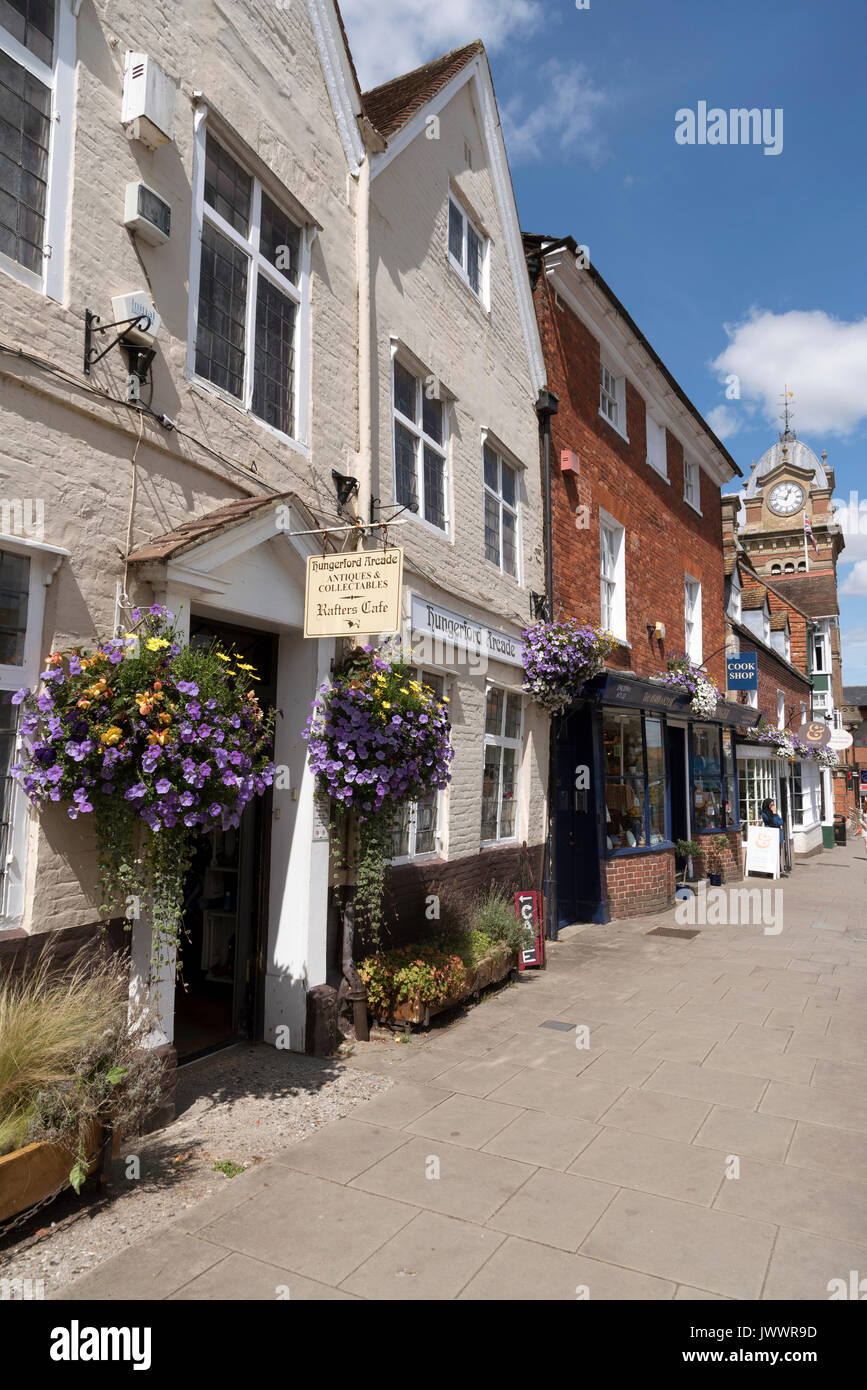 Hungerford Berkshire England UK The High Street shops and Town Hall