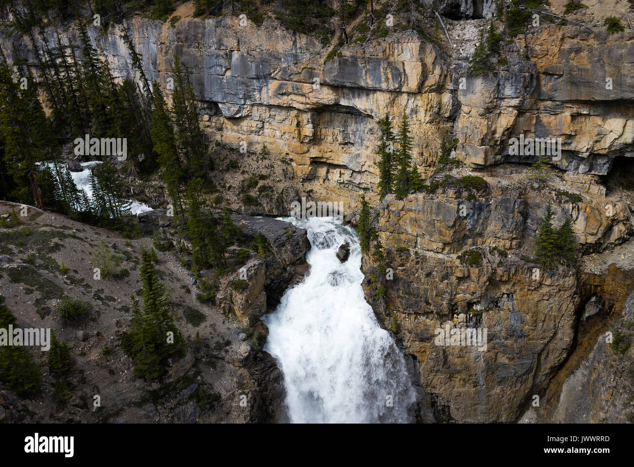 The Beautiful Nigel Falls on Nigel Creek The Icefields Parkway Banff National Park Alberta Canada Stock Photo