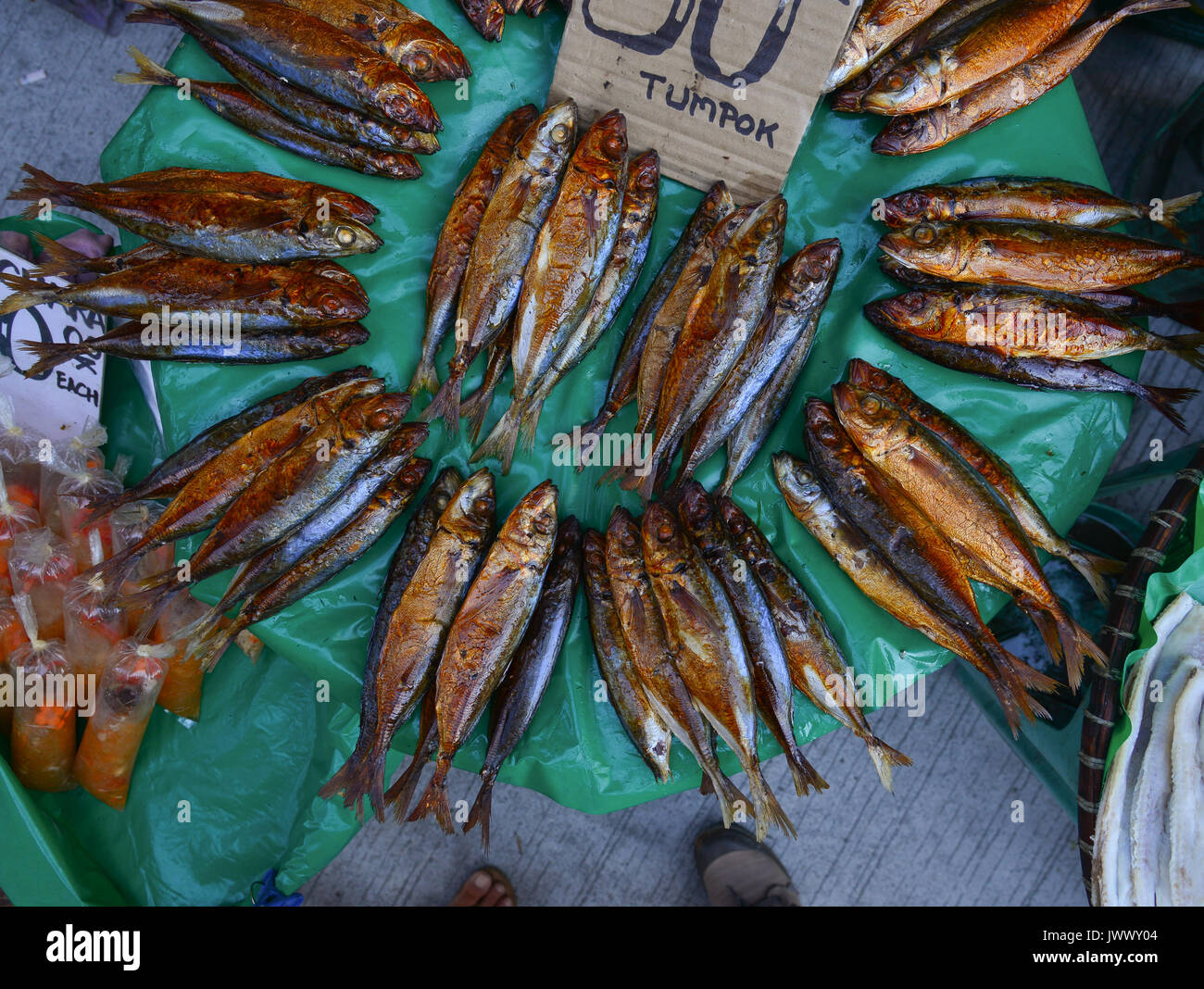Pile of dried seafood at local market in Manila, Philippines. Manila is