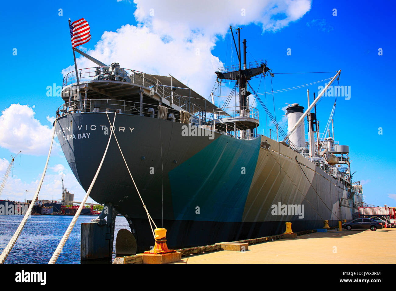 American Victory WW2 troop ship in Port Tampa Bay FL, USA Stock Photo