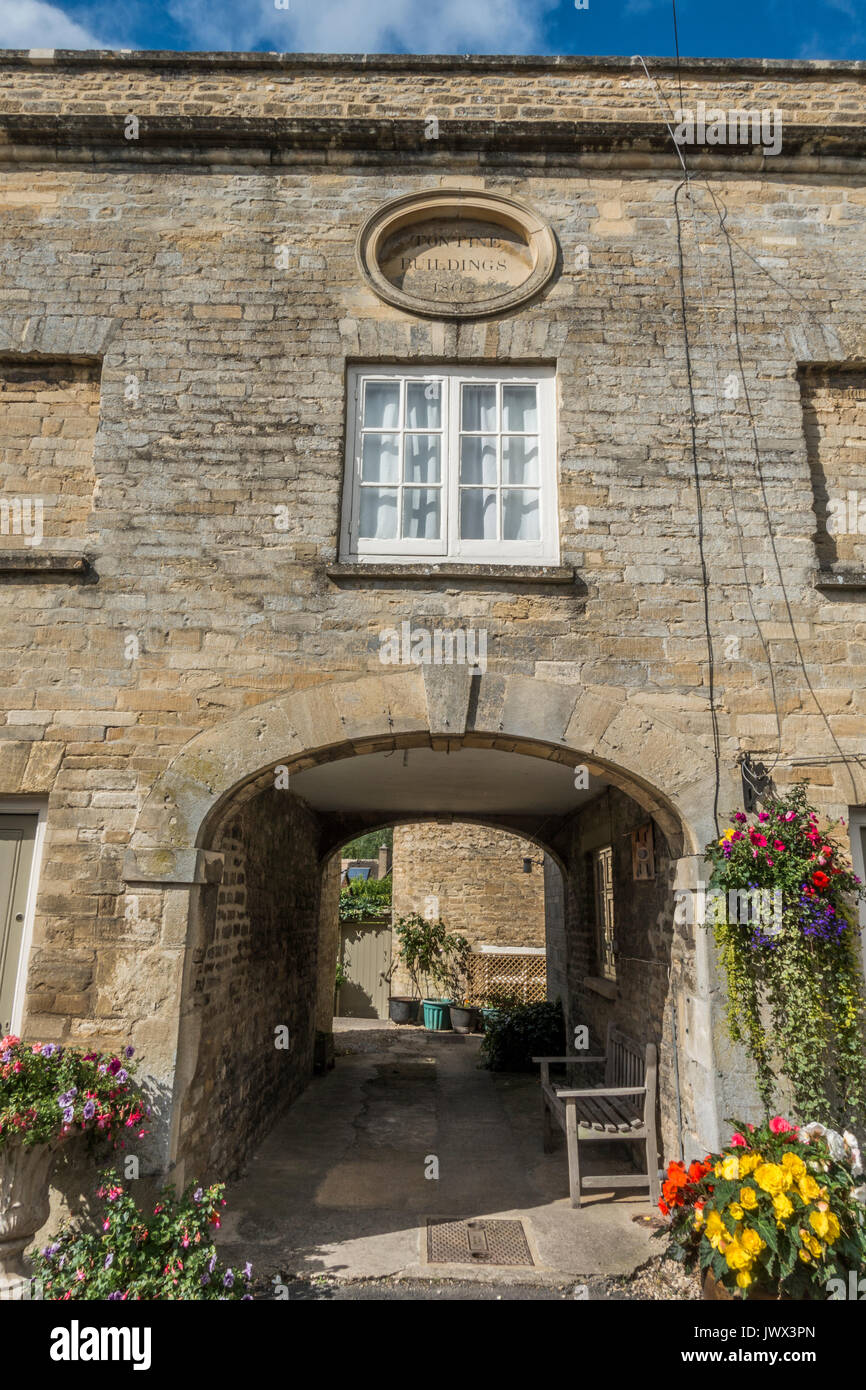 Part of Tontine Buildings, Cecily Hill (street renowned for its collection of beautiful period property), Cirencester, Gloucestershire, England, UK. Stock Photo