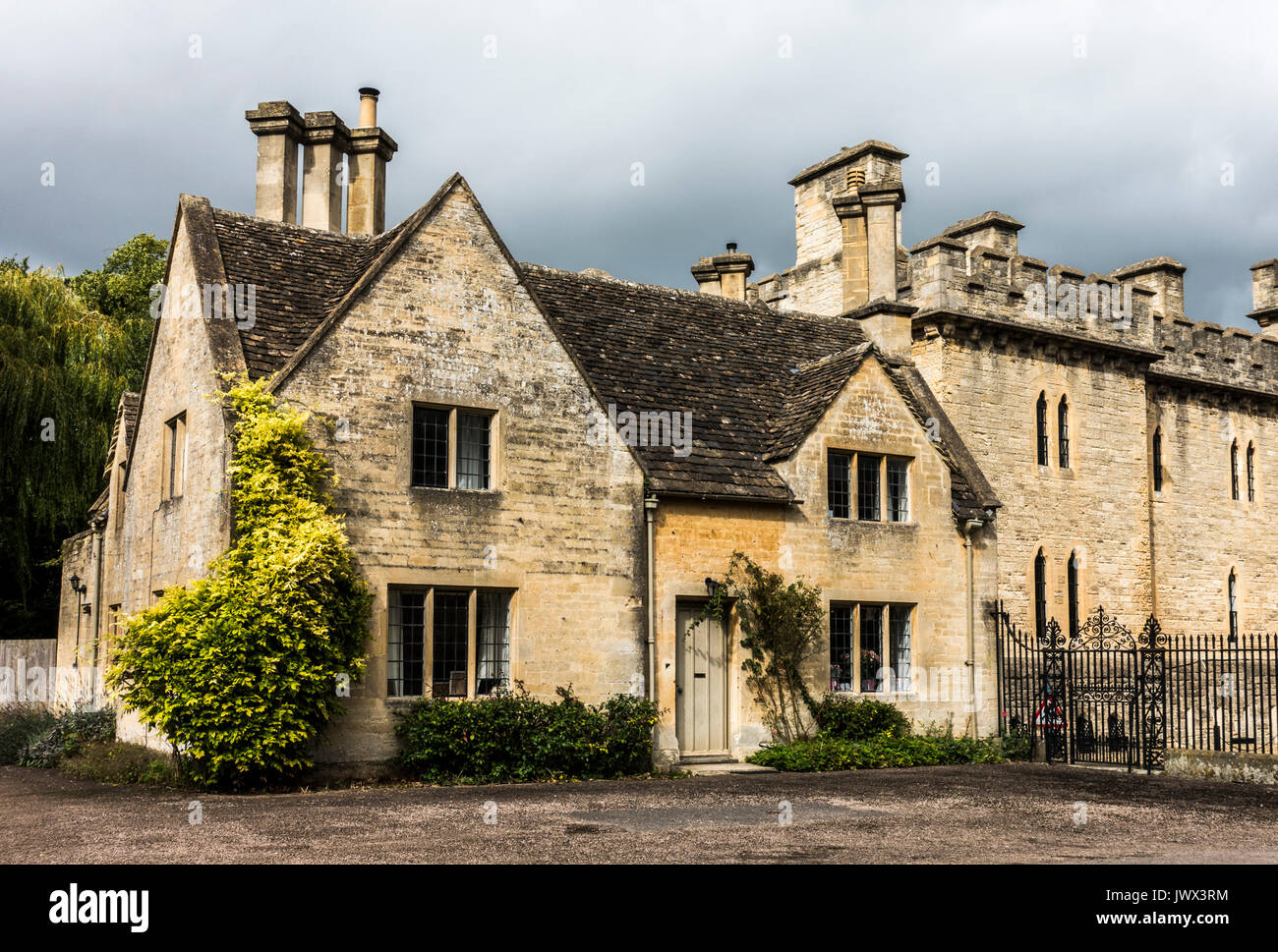 End house, next to park. Cecily Hill (street renowned for its collection of beautiful period property), Cirencester, Gloucestershire, England, UK. Stock Photo