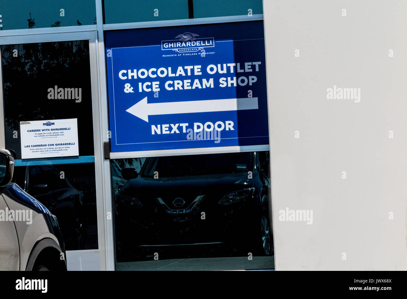 A Ghirardelli chocolate outlet store and ice cream parlor in an