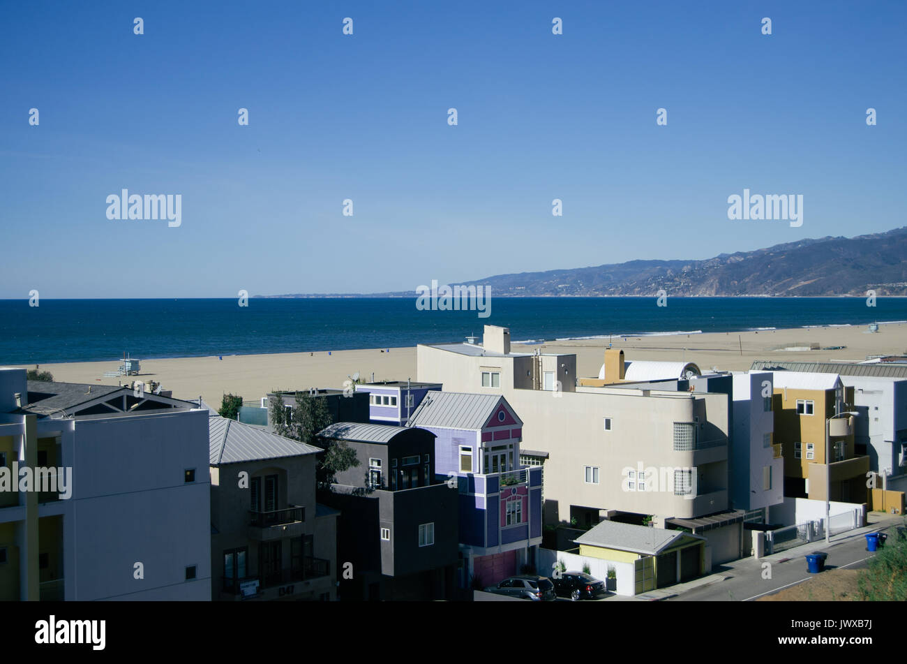 Santa Monica Beach Houses Stock Photo Alamy