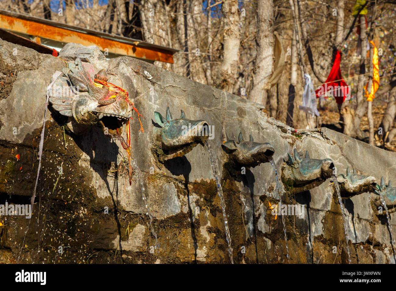 Muktinath temple in Annapurna Region in Nepal Stock Photo