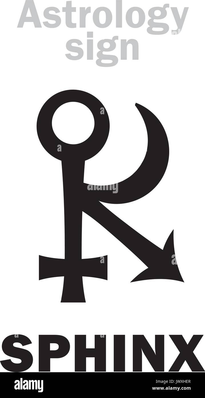 Astrology Alphabet: SPHINX, asteroid #896. Hieroglyphics character sign (single symbol). Stock Vector