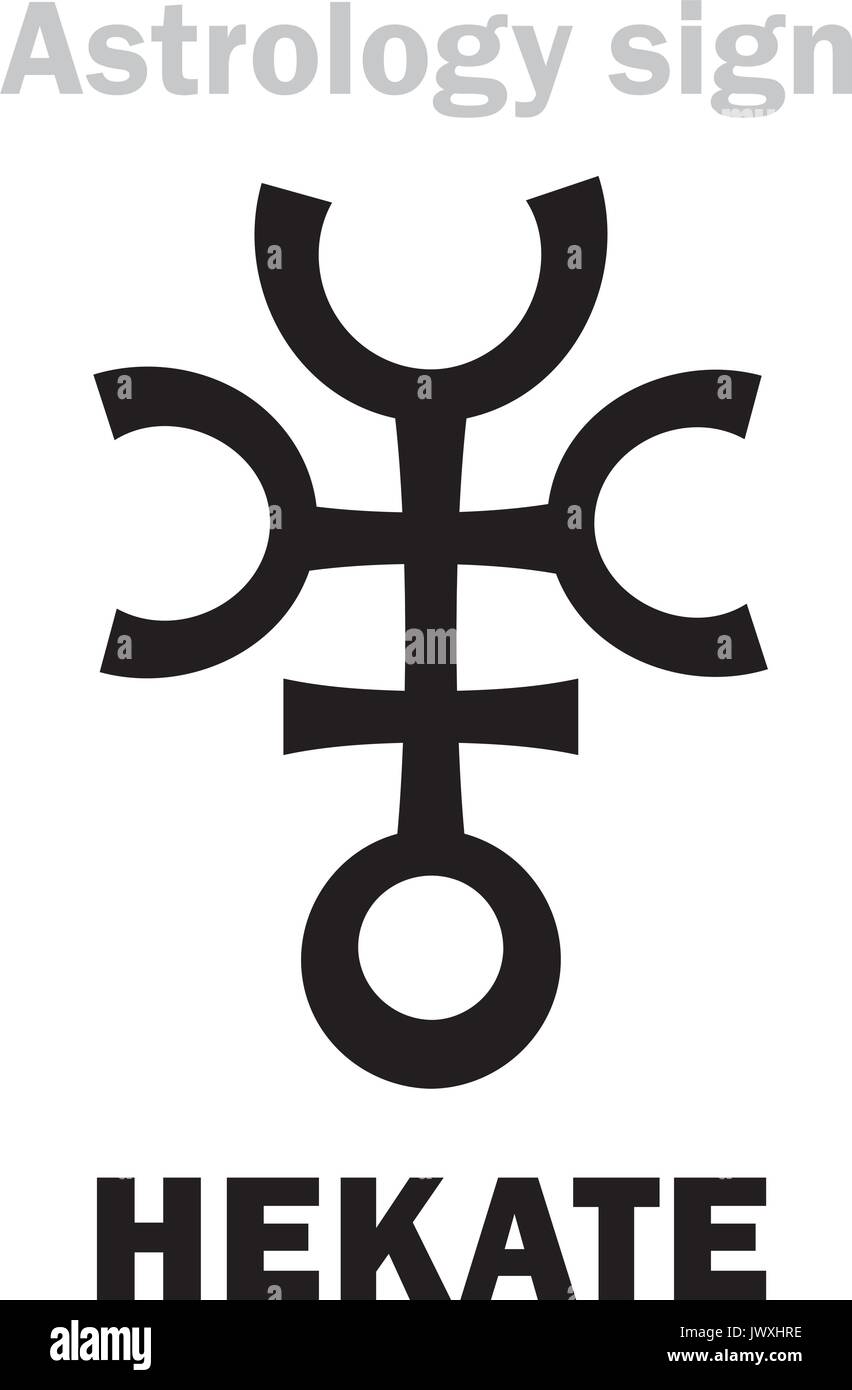 Astrology Alphabet: HEKATE (Trivia), asteroid #100. Hieroglyphics character sign (single symbol). Stock Vector