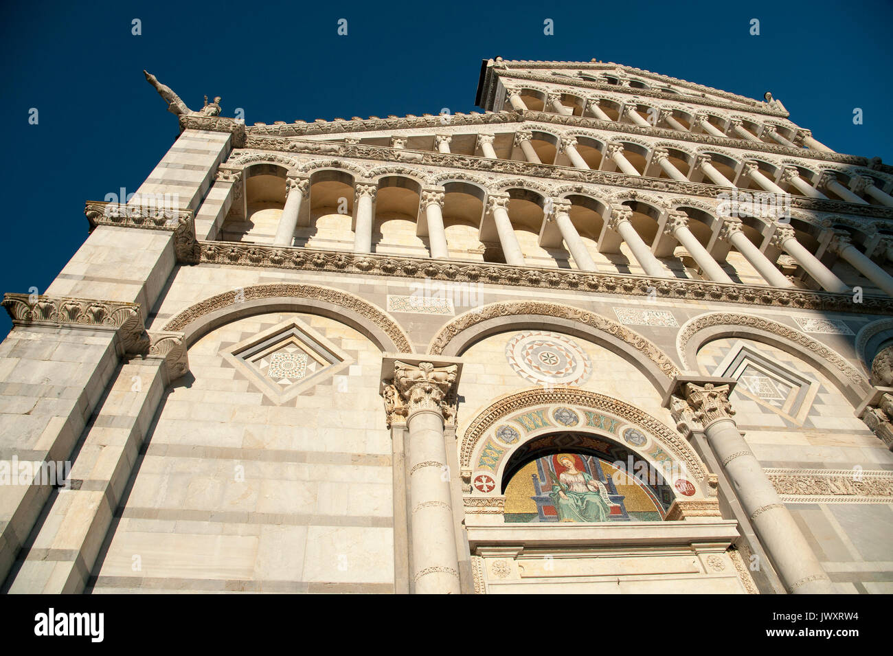 Romanesque Cattedrale Metropolitana Primaziale di Santa Maria Assunta (Pisa Cathedral) on Campo dei Miracoli listed World Heritage by UNESCO in Pisa,  Stock Photo