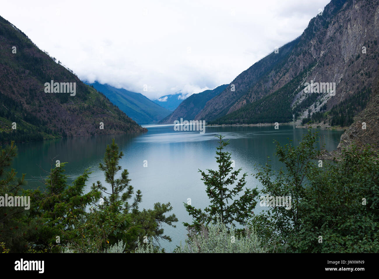 Duffey Lake Surrounded by Mountains near Mount Currie British Columbia Canada Stock Photo