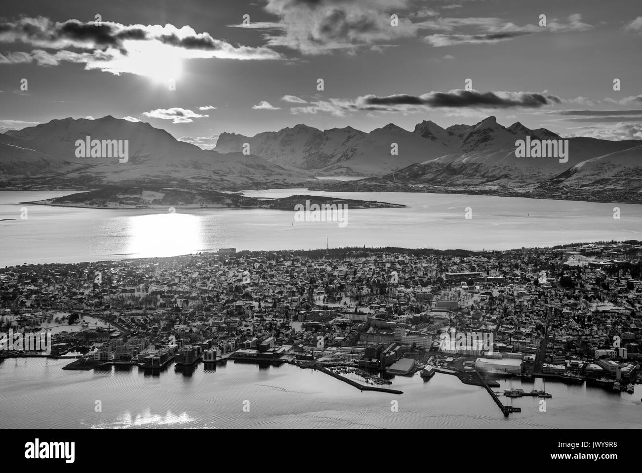 Sunset and the mountains Black and White Stock Photos & Images - Alamy