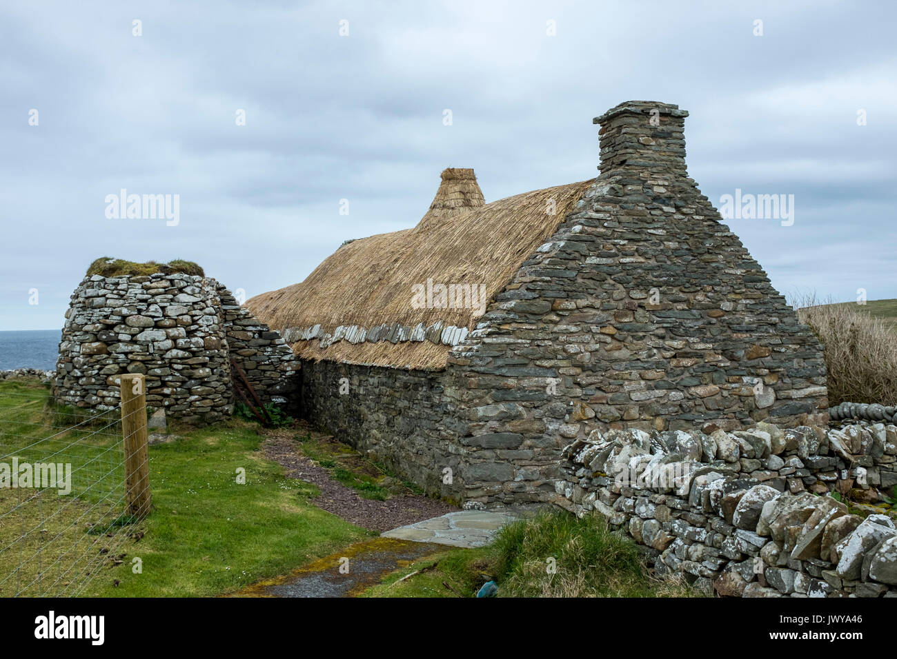 Crofter's cottage on Shetland, Scotland Stock Photo