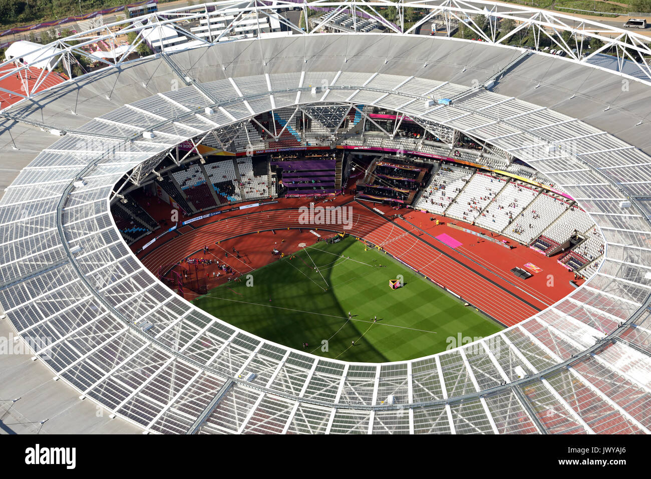 aerial view of the London Stadium, Queen Elizabeth Park, London, UK Stock Photo