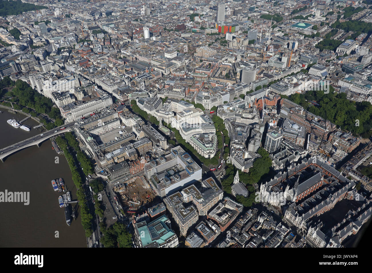 aerial view of The Strand and A4200, London, UK Stock Photo