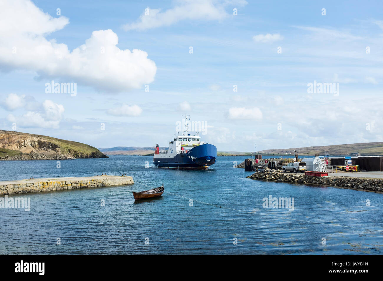 ferry on shetland islands Stock Photo