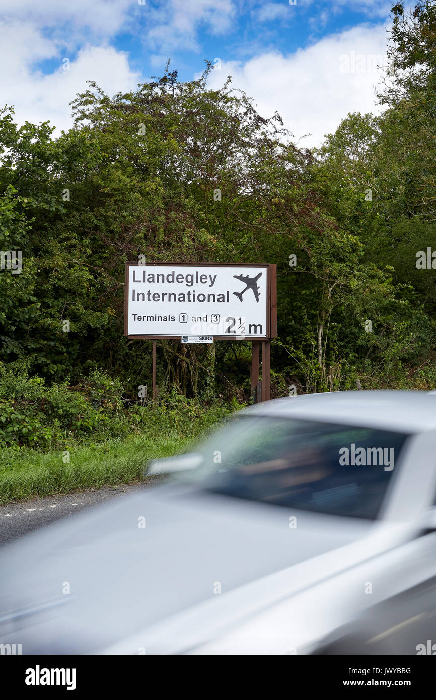 Llandegley International Airport Joke Sign Crossgates Llandrindod Wells Powys Wales UK Stock Photo