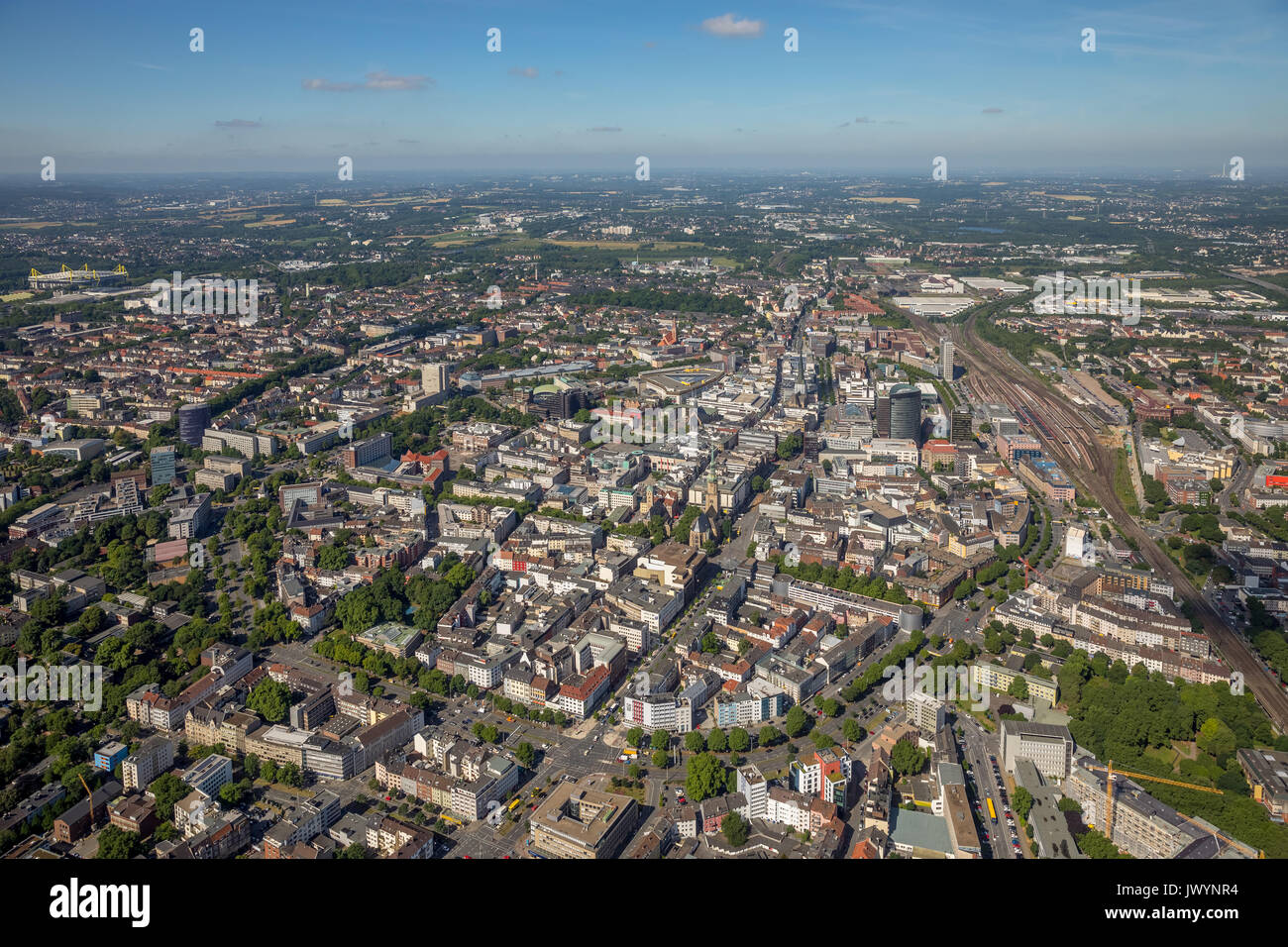 Overview Dortmund main station Dortmund, ramparts, Dortmund, Ruhr area, North Rhine-Westphalia, Germany, Dortmund, Europe, Aerial View, Aerial, aerial Stock Photo